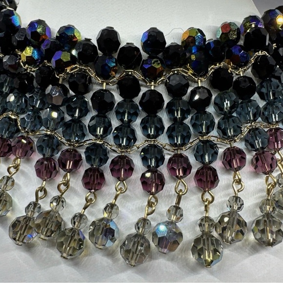 Authentic Signed Vintage Swarovski Multicolor Beaded Statement Necklace - Picture 9 of 11